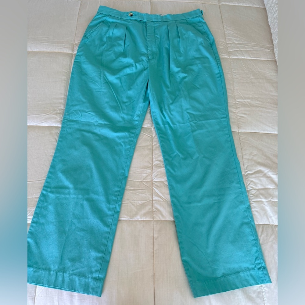 Men’s Sahara vintage 80’s 90’s preppy golf cotton blend trousers pants teal 36